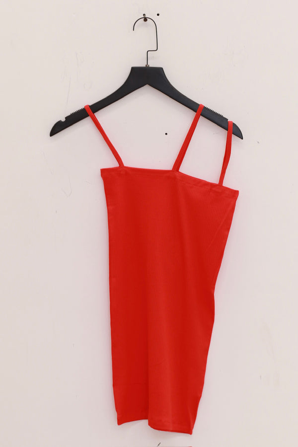 BASERANGE Ribbed Cotton Needle Tank Top TONI and TOTV Collection Made in Portugal BAS-TONI-RB-SU25-MY RED
